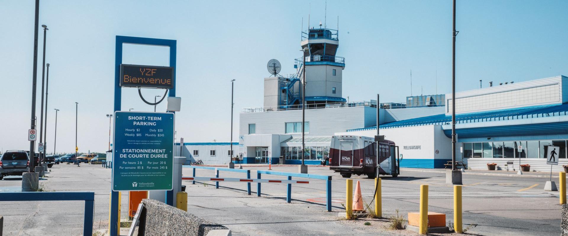 image of airport parking entry gate.
