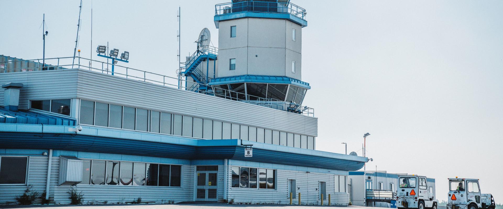 The image depicts the yellowknife airport terminal