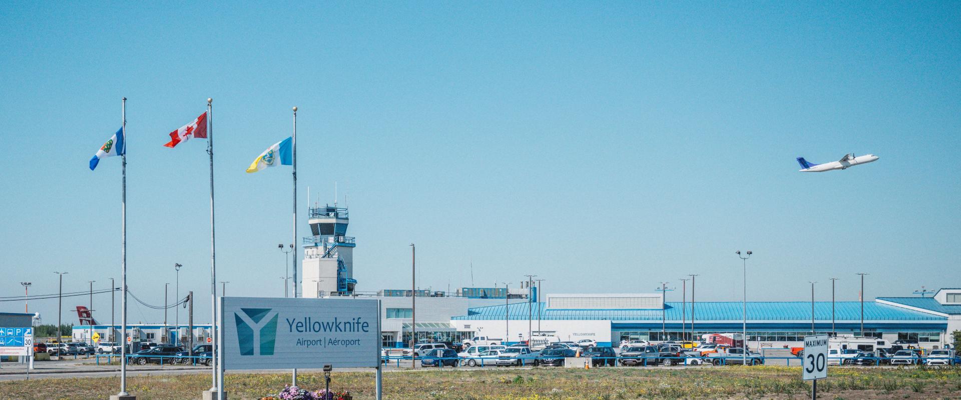 The image depicts the yellowknife airport.