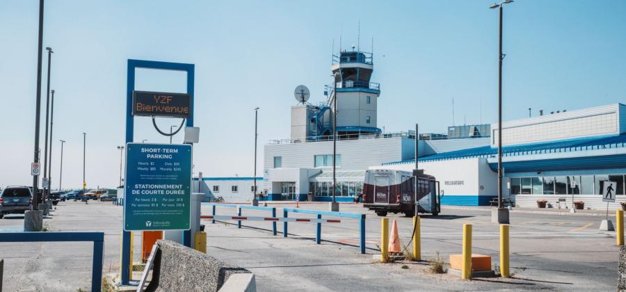 image of airport parking entry gate.